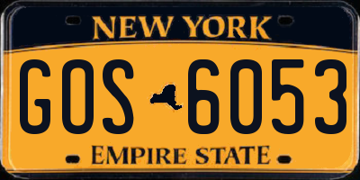 NY license plate GOS6053