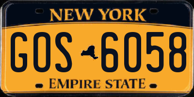 NY license plate GOS6058