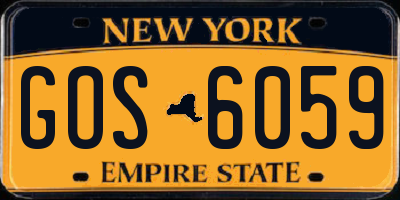 NY license plate GOS6059