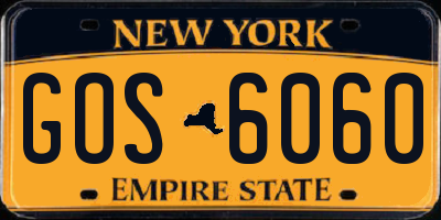 NY license plate GOS6060