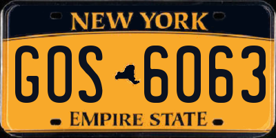 NY license plate GOS6063