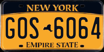 NY license plate GOS6064