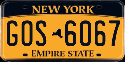 NY license plate GOS6067