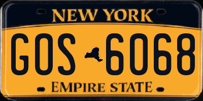 NY license plate GOS6068