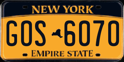 NY license plate GOS6070