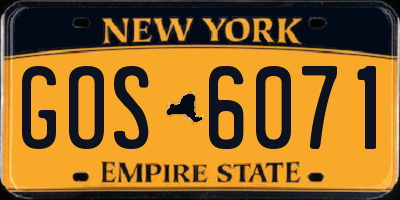 NY license plate GOS6071