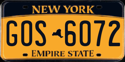 NY license plate GOS6072