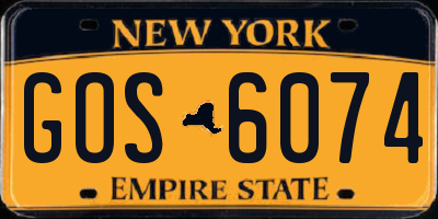 NY license plate GOS6074