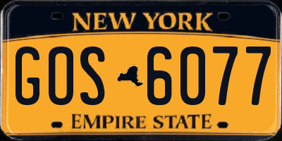 NY license plate GOS6077