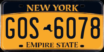 NY license plate GOS6078