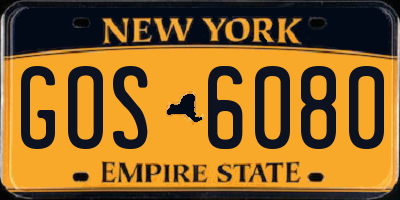 NY license plate GOS6080