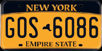 NY license plate GOS6086