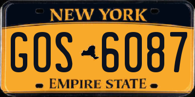 NY license plate GOS6087