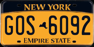 NY license plate GOS6092