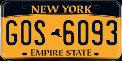 NY license plate GOS6093