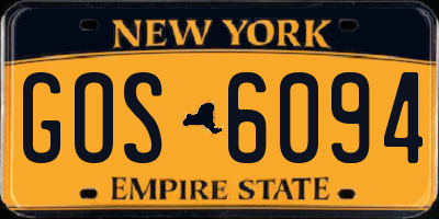 NY license plate GOS6094