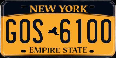 NY license plate GOS6100