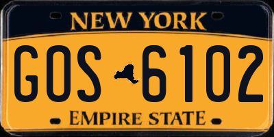 NY license plate GOS6102