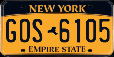 NY license plate GOS6105