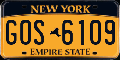NY license plate GOS6109