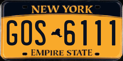 NY license plate GOS6111