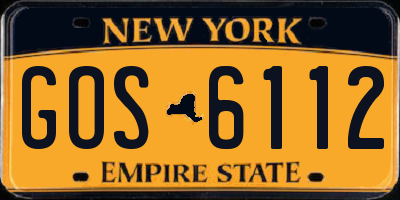 NY license plate GOS6112