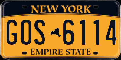 NY license plate GOS6114