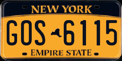 NY license plate GOS6115