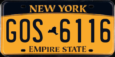 NY license plate GOS6116