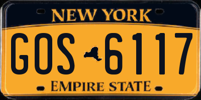 NY license plate GOS6117