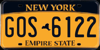 NY license plate GOS6122