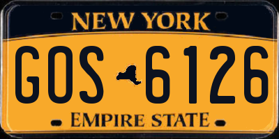 NY license plate GOS6126