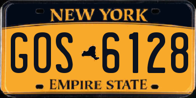 NY license plate GOS6128