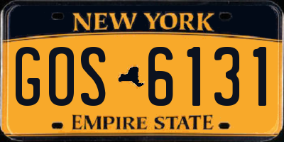 NY license plate GOS6131