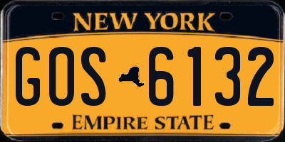 NY license plate GOS6132