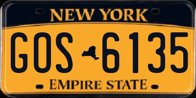 NY license plate GOS6135