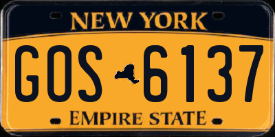 NY license plate GOS6137