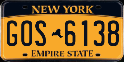 NY license plate GOS6138