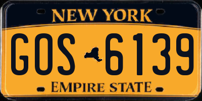 NY license plate GOS6139