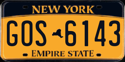 NY license plate GOS6143
