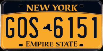 NY license plate GOS6151