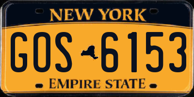 NY license plate GOS6153