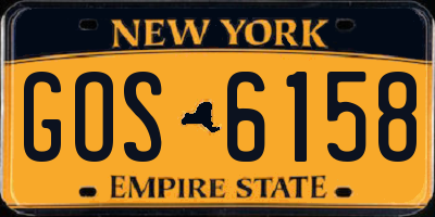 NY license plate GOS6158
