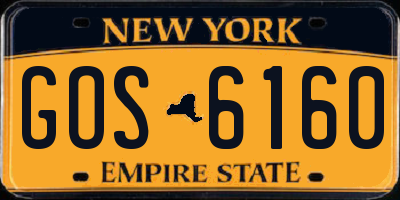 NY license plate GOS6160