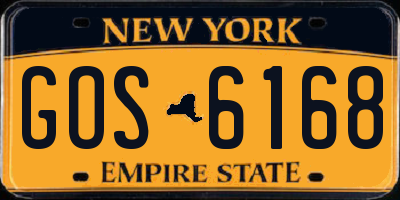 NY license plate GOS6168