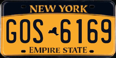 NY license plate GOS6169