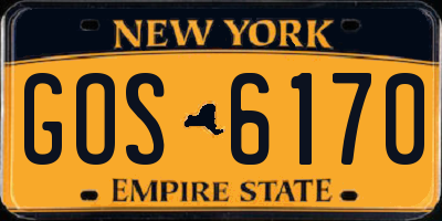 NY license plate GOS6170