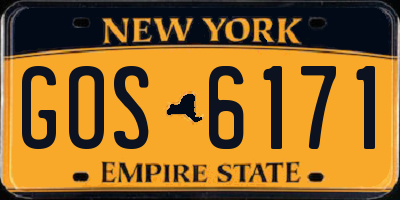 NY license plate GOS6171