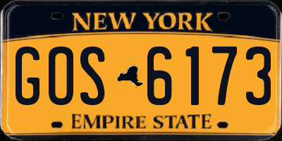 NY license plate GOS6173
