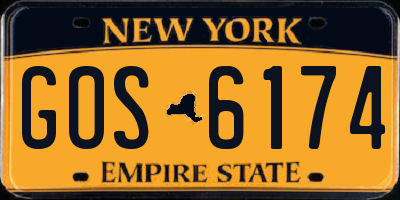 NY license plate GOS6174